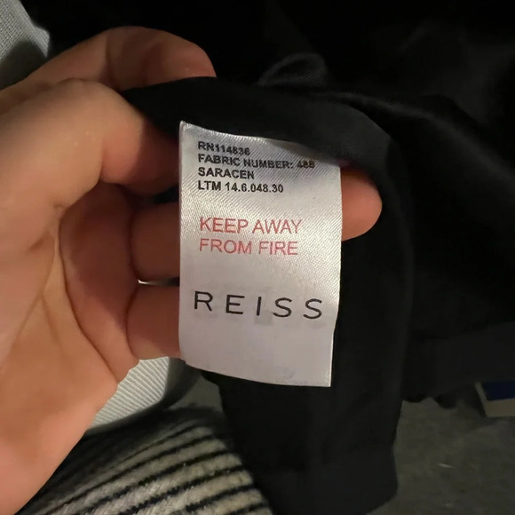 Reiss Navy Blue Moto Jacket Coat, size large - Picture 4 of 6